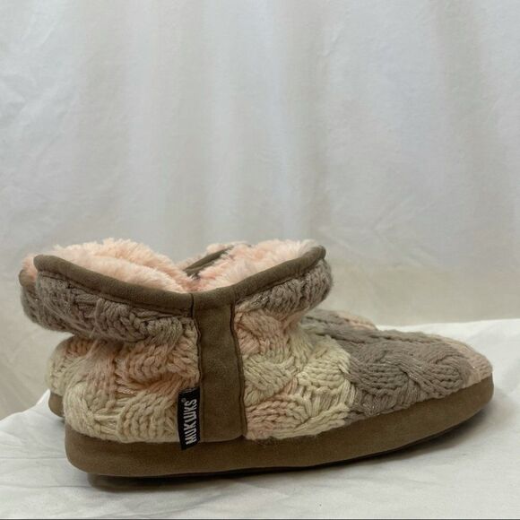Muk Luks Tarn Knit Cozy Faux Fur Slippers New - Picture 6 of 10